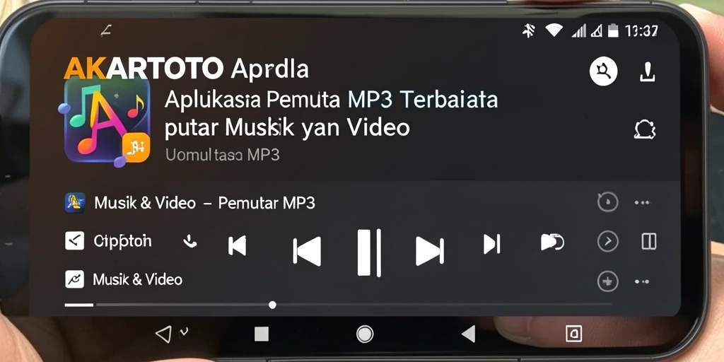 Tampilan antarmuka pemutar MP3 AKARTOTO yang sederhana dan modern.
