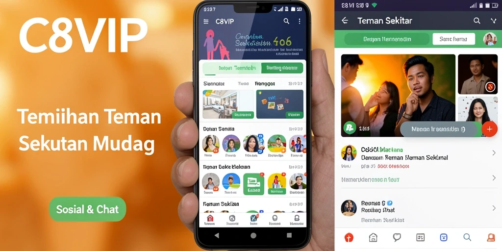 Antarmuka sederhana C8VIP menunjukkan kemudahan pencarian teman baru.