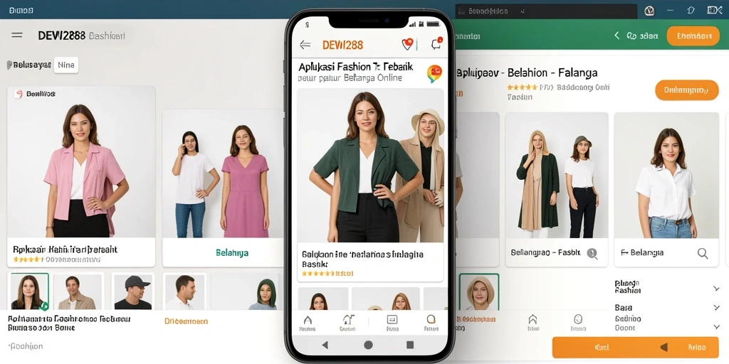 Antarmuka DEWI288 menampilkan koleksi fashion terbaru dan promosi menarik.