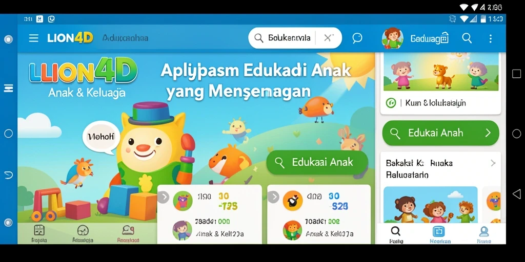 Antarmuka pengguna aplikasi LION4D untuk Edukasi Anak yang interaktif.