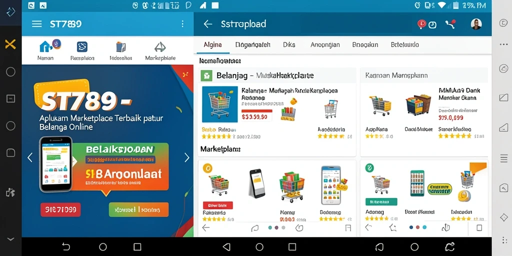 Antarmuka aplikasi ST789 yang sederhana dan mudah digunakan untuk berbelanja.
