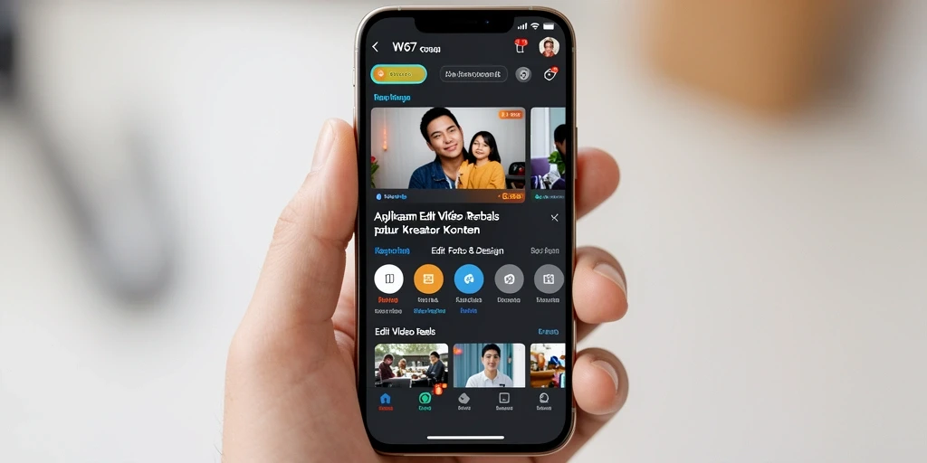 Tampilan antarmuka pengguna W67 saat mengedit video Reels.